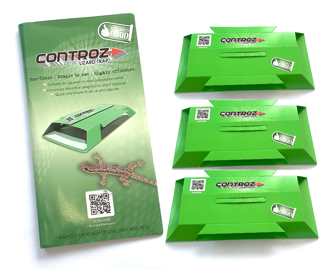 CONTROZ Lizard Sticky Traps — sleeve and three traps